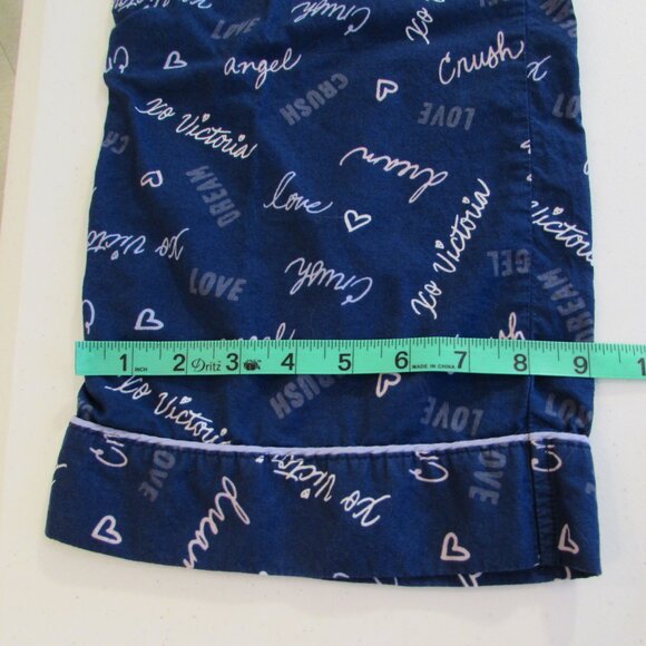 Victorias Secret Blue 'Script' Lightweight Cotton Pajama Pants Medium - Picture 11 of 11